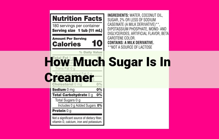 how much sugar is in creamer